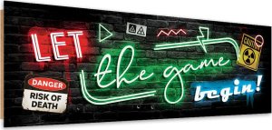 Feeby Obraz Deco Panel, Napis dla gracza neon gaming (Rozmiar 120x40) 1