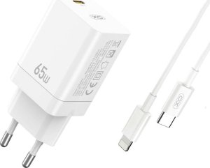 Ładowarka XO Ładowarka Sieciowa PD 65W 1xUSB-C + Kabel USB-C - iPhone Lightning 1m XO CE10 biała 1