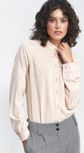 Nife Beżowa bluzka z długim rękawem na stójce - B156 (kolor beż, rozmiar 38) 1