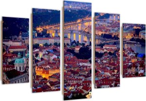 Feeby Obraz pięcioczęściowy Deco Panel, Praga o zmroku (Rozmiar 200x100) 1