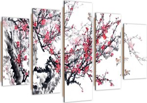 Feeby Obraz pięcioczęściowy Deco Panel, Japońska wiśnia (Rozmiar 150x100) 1