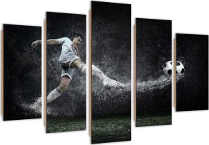 Feeby Obraz pięcioczęściowy Deco Panel, Piłkarz na mokrej murawie (Rozmiar 150x100) 1