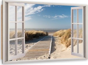 Feeby Obraz Deco Panel, Okno kładka na plażę (Rozmiar 100x70) 1