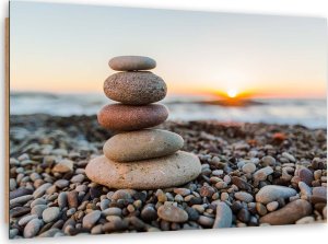Feeby Obraz Deco Panel, Kamienie zen na plaży (Rozmiar 120x80) 1