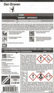 Den Braven KLEJ DWUSKŁADNIKOWY UNIVERSALNY NAPRAWCZY EPOXY 2x20ml 2