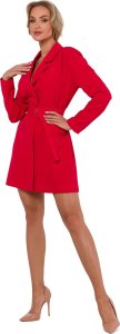 MOE M749 Sukienka żakietowa z paskiem - czerwona (kolor czerwony, rozmiar S) 1