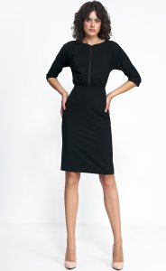Nife Czarna sukienka z wstawką z tiulu - S228 (kolor czarny, rozmiar 42) 1