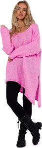 MOE M769 Sweter tunika z asymetrycznym dołem - różowy (kolor róż, rozmiar uni) 1