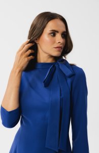 Stylove S346 Sukienka z wiązaniem przy szyi - chabrowa (kolor royalblue, rozmiar XL) 3
