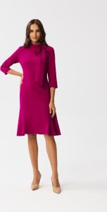 Stylove S346 Sukienka z wiązaniem przy szyi - śliwkowa (kolor plum, rozmiar S) 1