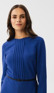 Stylove S347 Sukienka z przeszyciami na dekolcie - chabrowa (kolor royalblue, rozmiar S) 3