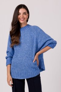 BE Knit BK105 Sweter z nietoperzowymi rękawami - lazurowy (kolor niebieski, rozmiar uni) 1
