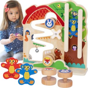 Tooky Toy TOOKY TOY Drewniana Tablica Manipulacyjna Montessori Labirynt 1