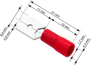 Blow 43-032# Konektor izol. płaski męski 6,3/0,8 czer 1