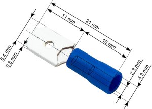 Blow 43-035# Konektor izol. płaski męski 6,3/0,8 nieb 1