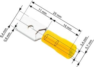 Blow 43-036# Konektor izol. płaski męski 6,3/0,8 żółt 1