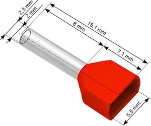 Blow 43-085# Konektor izol.tulejka 2x1,0/8 czerwona 1