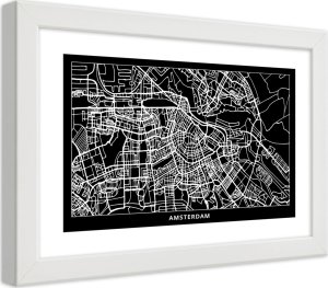 Feeby Obraz w ramie, Plan miasta Amsterdam (Rozmiar 100x70) 1