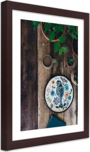Feeby Obraz w ramie, Haftowany ptak (Rozmiar 20x30) 1