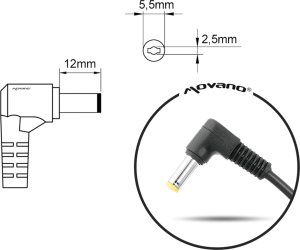Zasilacz do laptopa Movano 90 W, 5.5 mm, 4.5 A, 20 V 6