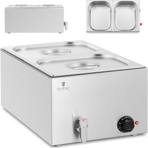 Royal Catering Bemar podgrzewacz elektryczny z kranem 2 x GN 1/2 600 W 1