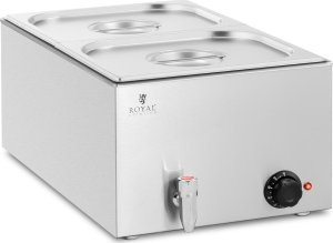 Royal Catering Bemar podgrzewacz elektryczny z kranem 2 x GN 1/2 600 W 2