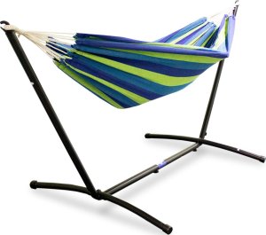 Lacestone Niebiesko-zielony Hamak na stelażu ogrodowy zewnętrzny 8