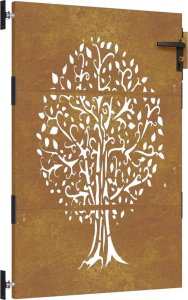 vidaXL Furtka ogrodowa, 85x125 cm, stal kortenowska, motyw drzewa 2