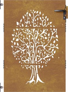 vidaXL Furtka ogrodowa, 85x125 cm, stal kortenowska, motyw drzewa 4