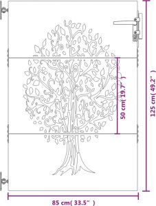 vidaXL Furtka ogrodowa, 85x125 cm, stal kortenowska, motyw drzewa 10