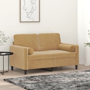 vidaXL 2-osobowa sofa z poduszkami, brązowa, 120 cm, aksamit 1