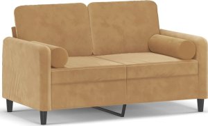 vidaXL 2-osobowa sofa z poduszkami, brązowa, 120 cm, aksamit 2