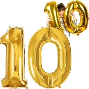 Springos Balony na urodziny cyfra 10 foliowe 40 cm złoty UNIWERSALNY 2