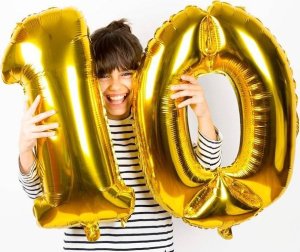 Springos Balony na urodziny cyfra 10 foliowe 40 cm złoty UNIWERSALNY 3