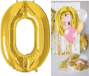 Springos Balony na urodziny cyfra 10 foliowe 40 cm złoty UNIWERSALNY 9