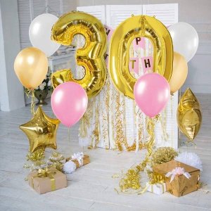 Springos Balony na urodziny cyfra 10 foliowe 40 cm złoty UNIWERSALNY 10