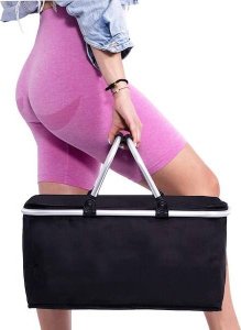 Springos Torba termiczna 47x28x23 cm 30L kosz termiczny piknikowy na jedzenie czarny UNIWERSALNY 19