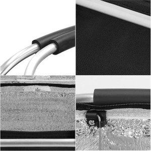 Springos Torba termiczna 47x28x23 cm 30L kosz termiczny piknikowy na jedzenie czarny UNIWERSALNY 23