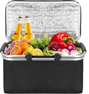 Springos Torba termiczna 47x28x23 cm 30L kosz termiczny piknikowy na jedzenie czarny UNIWERSALNY 26