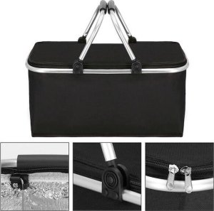 Springos Torba termiczna 47x28x23 cm 30L kosz termiczny piknikowy na jedzenie czarny UNIWERSALNY 28