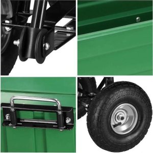 Springos Wózek ogrodowy transportowy metalowy 250kg z funkcją wywrotki zielony UNIWERSALNY 9