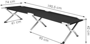 Springos Łóżko turystyczne składane kanadyjka łóżko polowe do150 kg czarne UNIWERSALNY 11