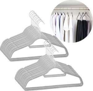 Springos Wieszak welurowy na ubrania 20 szt. jasnoszary UNIWERSALNY 13
