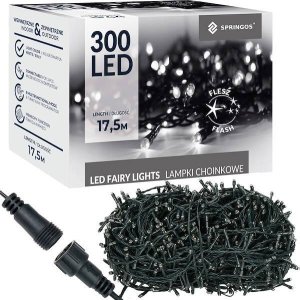 Lampki choinkowe Springos Lampki choinkowe 300 led biały zimny + flash 15m oświetlenie świąteczne IP44 UNIWERSALNY 19