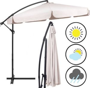 Springos Parasol ogrodowy na wysięgniku 350 cm składany z pokrowcem, na balkon, taras ecru UNIWERSALNY 18