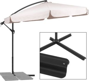 Springos Parasol ogrodowy na wysięgniku 350 cm składany z pokrowcem, na balkon, taras ecru UNIWERSALNY 21