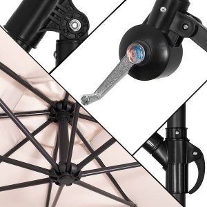 Springos Parasol ogrodowy na wysięgniku 350 cm składany z pokrowcem, na balkon, taras ecru UNIWERSALNY 22