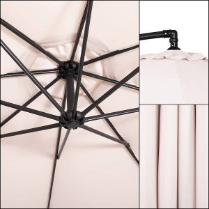 Springos Parasol ogrodowy na wysięgniku 350 cm składany z pokrowcem, na balkon, taras ecru UNIWERSALNY 23