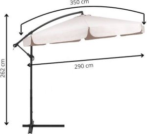 Springos Parasol ogrodowy na wysięgniku 350 cm składany z pokrowcem, na balkon, taras ecru UNIWERSALNY 25