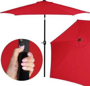 Springos Parasol ogrodowy składany 260 cm duży z korbą na balkon czerwony UNIWERSALNY 2